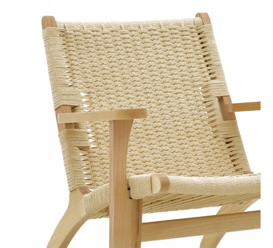 Πολυθρόνα Chiara ξύλο οξιάς φυσικό-έδρα φυσικό σχοινί 70x68x75εκ Υλικό: ASH WOOD - BEECH WOOD - ROPE 263-000014