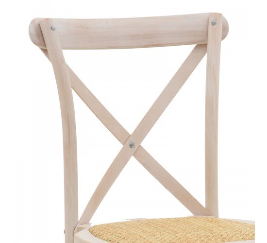 Καρέκλα Dylon white wash ξύλο οξιάς-έδρα φυσικό rattan 48x52x89εκ Υλικό: BEECH WOOD - RATTAN 263-000021