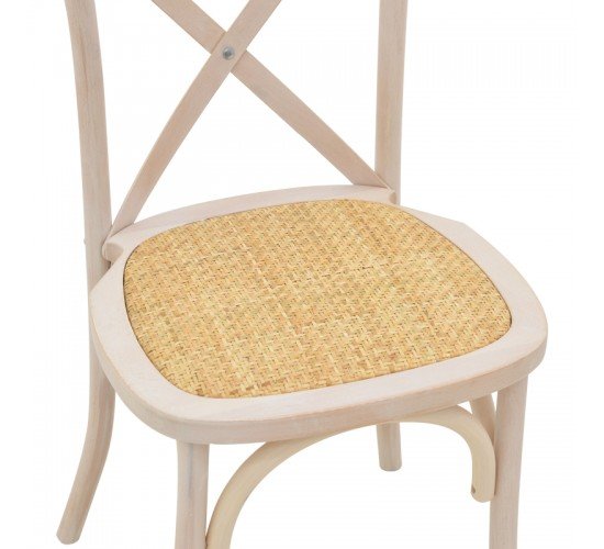Καρέκλα Dylon white wash ξύλο οξιάς-έδρα φυσικό rattan 48x52x89εκ Υλικό: BEECH WOOD - RATTAN 263-000021