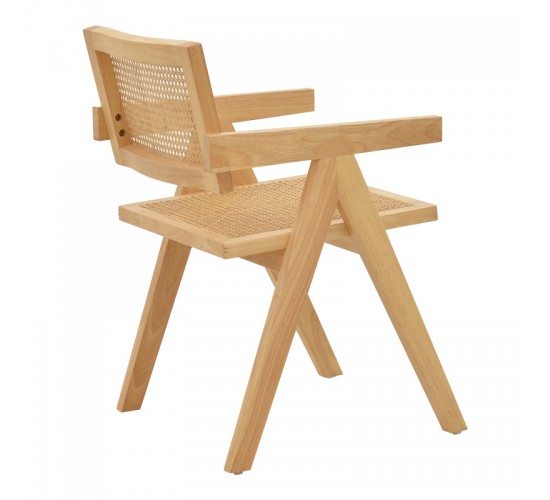 Πολυθρόνα Kalen φυσικό rubberwood 52x59x79εκ Υλικό: RUBBER WOOD - RATTAN 263-000022