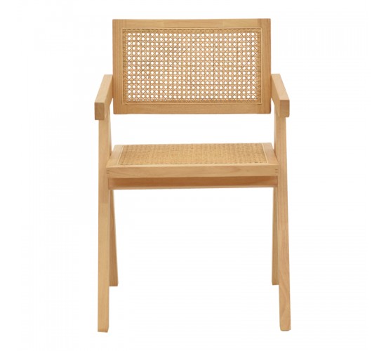 Πολυθρόνα Kalen φυσικό rubberwood 52x59x79εκ Υλικό: RUBBER WOOD - RATTAN 263-000022