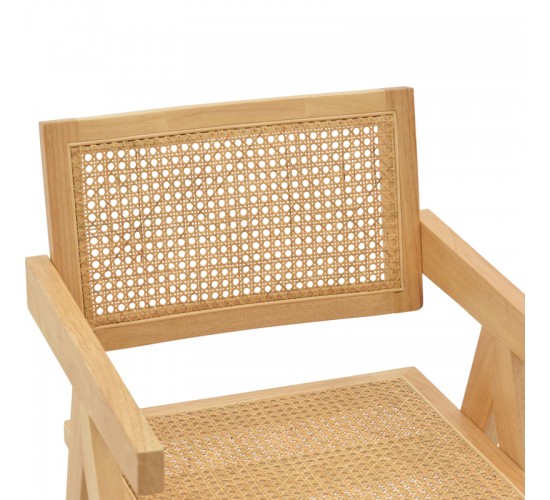 Πολυθρόνα Kalen φυσικό rubberwood 52x59x79εκ Υλικό: RUBBER WOOD - RATTAN 263-000022