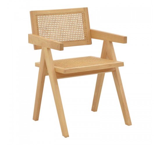 Πολυθρόνα Kalen φυσικό rubberwood 52x59x79εκ Υλικό: RUBBER WOOD - RATTAN 263-000022