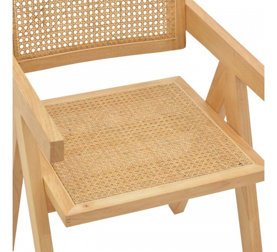 Πολυθρόνα Kalen φυσικό rubberwood 52x59x79εκ Υλικό: RUBBER WOOD - RATTAN 263-000022