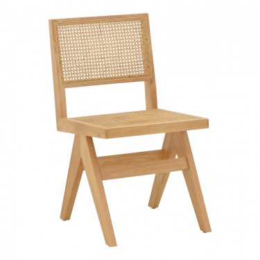 Καρέκλα Winslow φυσικό rubberwood 45x56x82εκ Υλικό: RUBBER WOOD -  RATTAN 263-000023