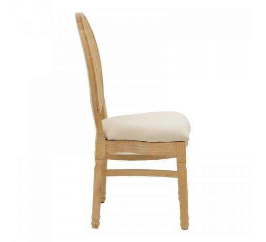 Καρέκλα Canco φυσικό rubberwood-φυσικό rattan 50x55x98εκ Υλικό: RUBBERWOOD-RATTAN-FABRIC CUSHION 263-000032