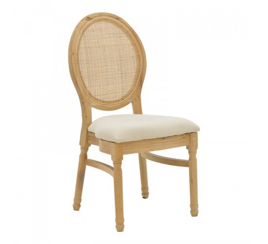 Καρέκλα Canco φυσικό rubberwood-φυσικό rattan 50x55x98εκ Υλικό: RUBBERWOOD-RATTAN-FABRIC CUSHION 263-000032