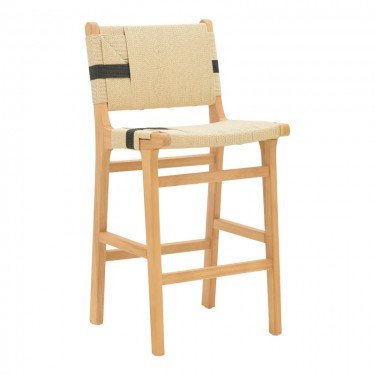 Σκαμπό μπαρ Julien rubberwood φυσικό-έδρα φυσικό-μαύρο σχοινί 45x46x95εκ Υλικό: RUBBER WOOD - ROPE 263-000034