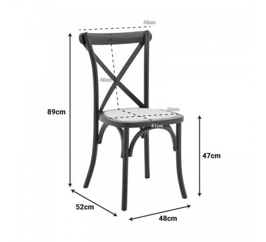 Καρέκλα Dylon στοιβαζόμενη ξύλο οξιάς-rattan άβαφη 48x52x89εκ Υλικό: BEACH WOOD - RATTAN 263-000056