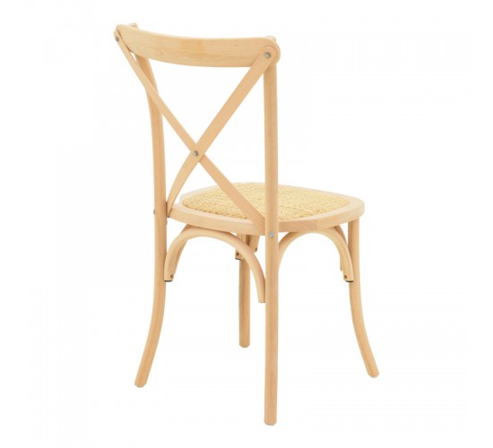 Καρέκλα Dylon στοιβαζόμενη ξύλο οξιάς-rattan άβαφη 48x52x89εκ Υλικό: BEACH WOOD - RATTAN 263-000056