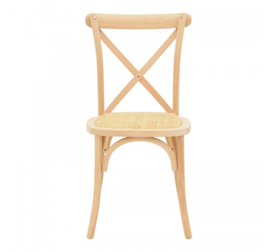 Καρέκλα Dylon στοιβαζόμενη ξύλο οξιάς-rattan άβαφη 48x52x89εκ Υλικό: BEACH WOOD - RATTAN 263-000056