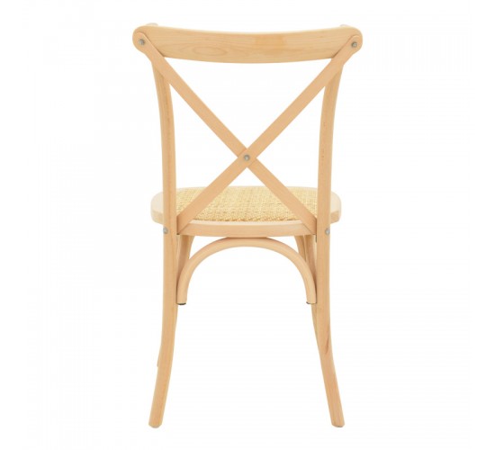 Καρέκλα Dylon στοιβαζόμενη ξύλο οξιάς-rattan άβαφη 48x52x89εκ Υλικό: BEACH WOOD - RATTAN 263-000056