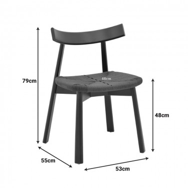 Καρέκλα Clareta rubberwood-σχοινί σε φυσική απόχρωση 53x55x79εκ Υλικό: RUBBERWOOD - ROPE 263-000057