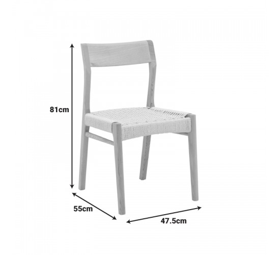 Καρέκλα Karlinda ξύλο οξιάς-έδρα σχοινί σε φυσική απόχρωση 47.5x55x81εκ Υλικό: BEECH WOOD - ROPE 263-000061