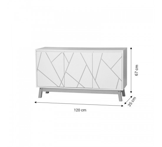 Μπουφές Aria λευκό-φυσικό 120x35x67 εκ Υλικό: 15mm PARTICLE BOARD WITH PAPER VENEER 265-000003