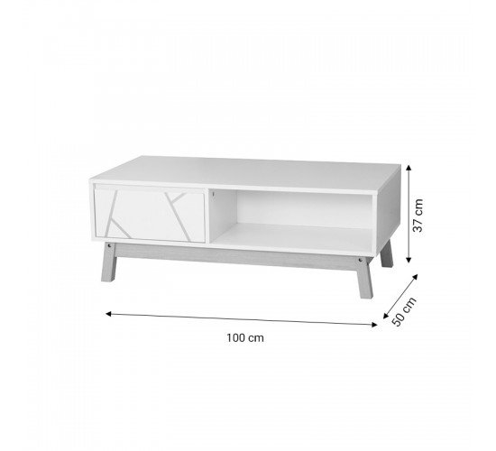 Τραπέζι σαλονιού Aria λευκό-φυσικό 100x50x37 εκ Υλικό: 12mm-15mm PARTICLE BOARD WITH PAPER VENEER 265-000004