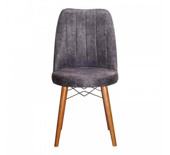 Καρέκλα Nevis I ανθρακί antique ύφασμα-καρυδί πόδι Υλικό: FABRIC - METAL - WOOD 266-000006