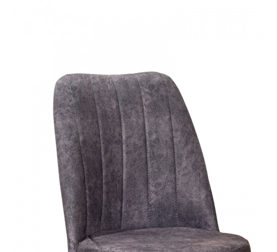 Καρέκλα Nevis I ανθρακί antique ύφασμα-καρυδί πόδι Υλικό: FABRIC - METAL - WOOD 266-000006