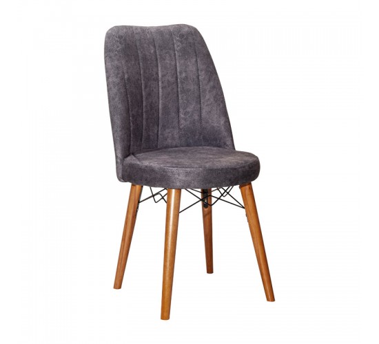 Καρέκλα Nevis I ανθρακί antique ύφασμα-καρυδί πόδι Υλικό: FABRIC - METAL - WOOD 266-000006