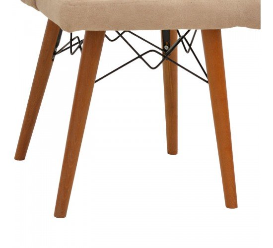 Καρέκλα Elif μπεζ ύφασμα-καρυδί πόδι 46x50x97εκ Υλικό: FABRIC - WOOD 266-000014