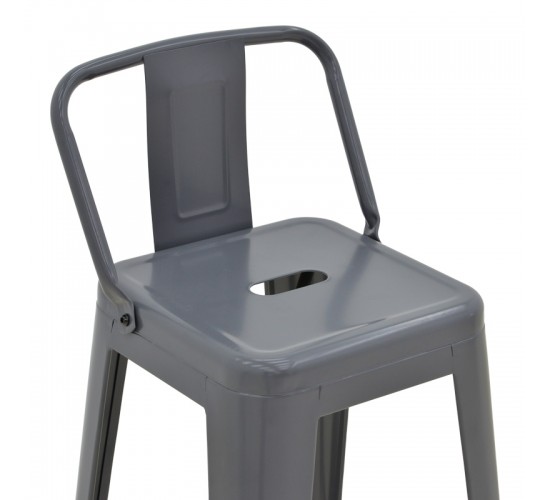 Σκαμπό μπαρ με πλάτη Utopia μέταλλο σε ανθρακί απόχρωση 42x42x97εκ Υλικό: METAL 270-000032