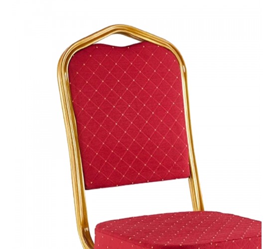 Καρέκλα συνεδρίου Hilton στοιβαζόμενη ύφασμα κόκκινο-μέταλλο χρυσό 45x51x96εκ Υλικό: Fabric Sponge Iron 270-000035