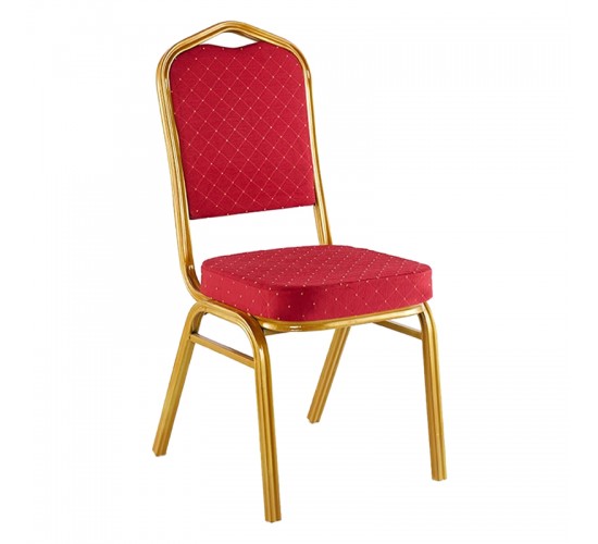 Καρέκλα συνεδρίου Hilton στοιβαζόμενη ύφασμα κόκκινο-μέταλλο χρυσό 45x51x96εκ Υλικό: Fabric Sponge Iron 270-000035