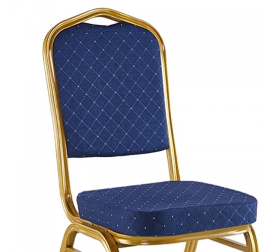 Καρέκλα συνεδρίου Hilton στοιβαζόμενη ύφασμα μπλε-μέταλλο χρυσό 45x51x96εκ Υλικό: Fabric Sponge Iron 270-000036