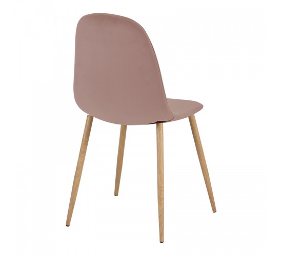 Καρέκλα Bella σάπιο μήλο βελούδο με πόδι μέταλλο σε φυσική απόχρωση 43.5x52x89εκ Υλικό: VELVET - METAL 270-000043