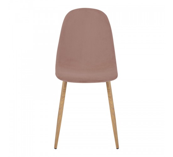 Καρέκλα Bella σάπιο μήλο βελούδο με πόδι μέταλλο σε φυσική απόχρωση 43.5x52x89εκ Υλικό: VELVET - METAL 270-000043