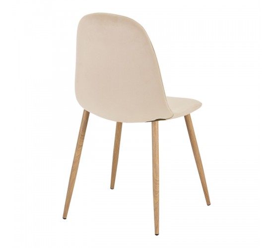 Καρέκλα Bella μπεζ βελούδο με πόδι μέταλλο σε φυσική απόχρωση 43.5x52x89εκ Υλικό: VELVET - METAL 270-000044