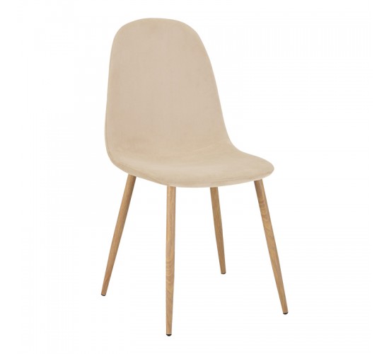 Καρέκλα Bella μπεζ βελούδο με πόδι μέταλλο σε φυσική απόχρωση 43.5x52x89εκ Υλικό: VELVET - METAL 270-000044