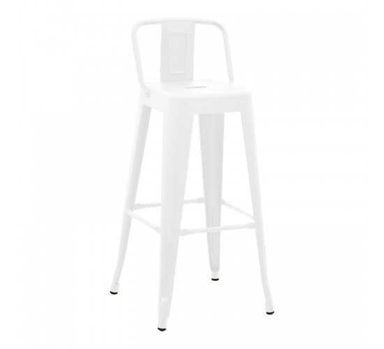 Σκαμπό μπαρ με πλάτη Utopia μέταλλο σε λευκή ματ απόχρωση 42x42x97εκ Υλικό: METAL 270-000054
