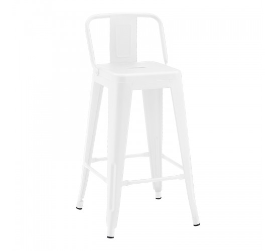 Σκαμπό μπαρ μεσαίου ύψους με πλάτη Utopia μέταλλο σε λευκή ματ απόχρωση 42x42x86εκ Υλικό: METAL 270-000055