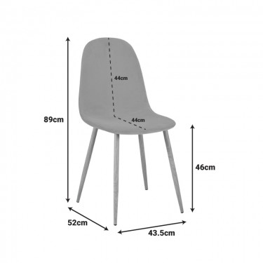 Καρέκλα Bella μπεζ ύφασμα με μεταλλικό πόδι σε φυσική απόχρωση 43.5x52x89εκ Υλικό: FABRIC - METAL 270-000059