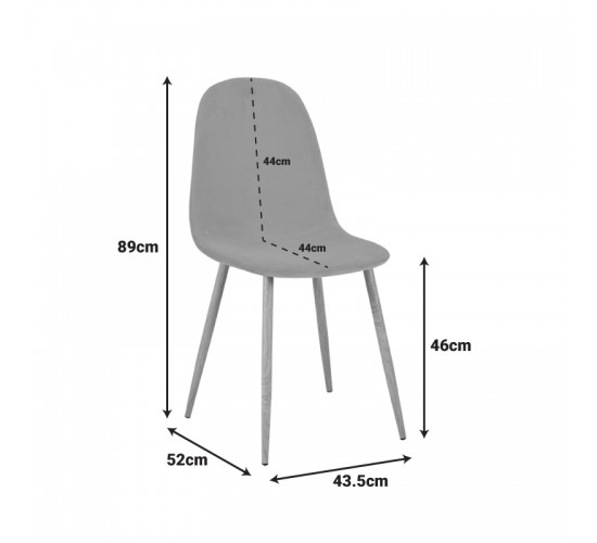 Καρέκλα Bella σάπιο μήλο βελούδο με μεταλλικό μαύρο πόδι 43.5x52x89εκ Υλικό: VELVET - METAL 270-000061