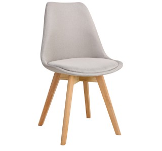 Καρέκλα Gaston μπεζ ύφασμα και ξύλινο πόδι σε φυσική απόχρωση 48x55x83εκ Υλικό: FABRIC - 27mm BEECH WOOD 271-000015