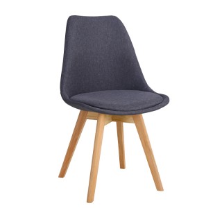 Καρέκλα Gaston γκρι σκούρο ύφασμα και ξύλινο πόδι σε φυσική απόχρωση 48x55x83εκ Υλικό: PP 2000g/m³ - PU - 27mm BEECH WOOD 271-000016