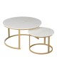 Τραπέζια σαλονιού Solme I 2τεμ σε λευκή μαρμάρου απόχρωση με χρυσά μεταλλικά πόδια Υλικό: Table top:15mm Melamine MDF - Iron tube with powder coating 271-000044