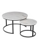 Τραπέζια σαλονιού Solme I 2τεμ σε λευκή μαρμάρου απόχρωση με μαύρα μεταλλικά πόδια Υλικό: Table top:15mm Melamine MDF - Iron tube with powder coating 271-000045