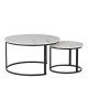 Τραπέζια σαλονιού Solme I 2τεμ σε λευκή μαρμάρου απόχρωση με μαύρα μεταλλικά πόδια Υλικό: Table top:15mm Melamine MDF - Iron tube with powder coating 271-000045