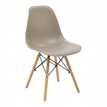 Καρέκλα Julita PP cappuccino με φυσικό πόδι 46x52x80εκ Υλικό: PP SEAT-IRON-BEACH WOOD LEGS 271-000047
