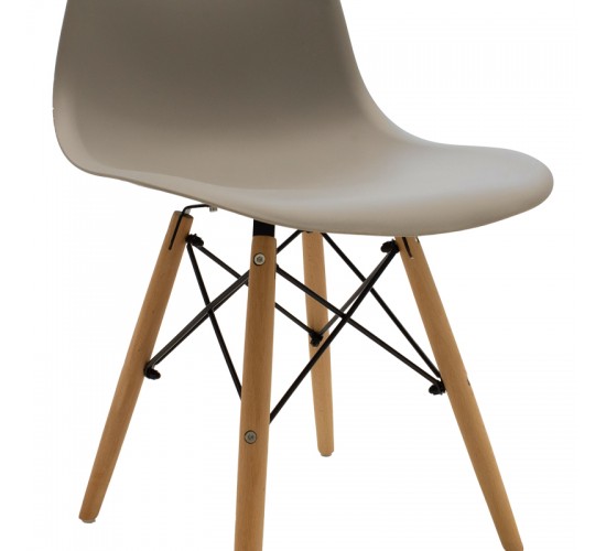 Καρέκλα Julita PP cappuccino με φυσικό πόδι 46x52x80εκ Υλικό: PP SEAT-IRON-BEACH WOOD LEGS 271-000047