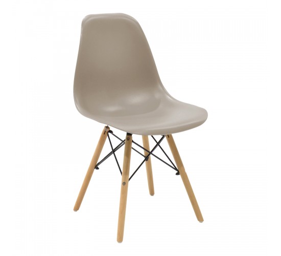 Καρέκλα Julita PP cappuccino με φυσικό πόδι 46x52x80εκ Υλικό: PP SEAT-IRON-BEACH WOOD LEGS 271-000047