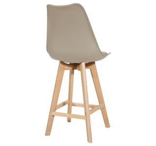 Σκαμπό μπαρ Gaston pp-pu σε cappuccino απόχρωση και ξύλινο πόδι 49x56x112εκ Υλικό: back--PP .  seat--pu . leg--beech wood LEGS 271-000048