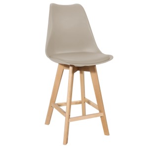 Σκαμπό μπαρ Gaston pp-pu σε cappuccino απόχρωση και ξύλινο πόδι 49x56x112εκ Υλικό: back--PP .  seat--pu . leg--beech wood LEGS 271-000048