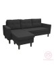 Γωνιακός καναπές αναστρέψιμος Maneli ύφασμα μαύρο 196x138/77x82εκ Υλικό: PINE AND PLY WOOD  FRAME -FABRIC - PLASTIC LEGS 272-000003
