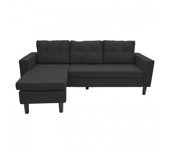 Γωνιακός καναπές αναστρέψιμος Maneli ύφασμα μαύρο 196x138/77x82εκ Υλικό: PINE AND PLY WOOD  FRAME -FABRIC - PLASTIC LEGS 272-000003