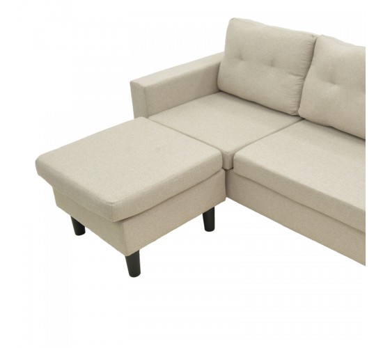 Γωνιακός καναπές αναστρέψιμος Maneli ύφασμα αμμου -μπεζ 196x138/77x82εκ Υλικό: PINE AND PLY WOOD  FRAME -FABRIC - PLASTIC LEGS 272-000004