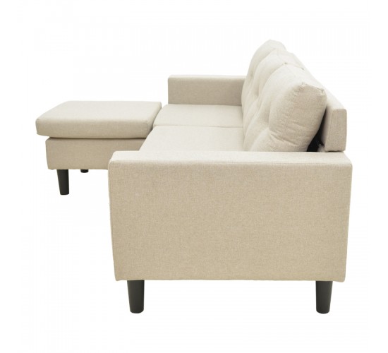 Γωνιακός καναπές αναστρέψιμος Maneli ύφασμα αμμου -μπεζ 196x138/77x82εκ Υλικό: PINE AND PLY WOOD  FRAME -FABRIC - PLASTIC LEGS 272-000004